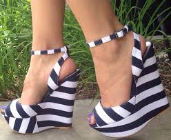 Black And White Striped Wedges Blue White Stripe Platform Wedges Canvas Heels Wedge Shoes Shoes
