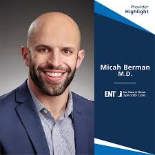 It's time to meet our providers! First up, Dr. Micah Berman. Dr. Berman is  a fellowship-trained pediatric otolaryngologist. He treats common pediatric  otolaryngology problems, such as ear infections, sleep apnea, adenoid and