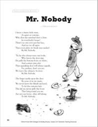 Mr Nobody A Poem With Strategies For Building Fluency Printables Rhyming Poems Poems Poetry Analysis