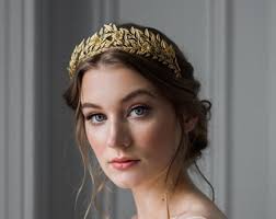 Iridescent Opalescent Floral Leaf Crown Wedding Tiara