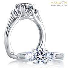 A Jaffe 18kt White Gold Three Stone Engagement Ring Mes225 210 Three Stone Engagement Rings Three Stone Engagement Prong Setting Engagement Ring