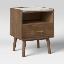 Bryes marble top end table. Palmera Marble Top Wooden Nightstand With Drawer Brown Project 62 Target