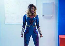 Jennifer's black cold shoulder grommet sweatshirt on black lightning. Thunder Suits Arrowverse Wiki Fandom