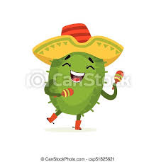 You probably know the myth that cacti protect from harmful radiation? Cute Mexican Cactus Funny Plant Character In Sombrero Hat Shaking Maracas Cartoon Vector Illustration On A White Background Canstock