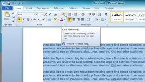 Any formatting applied to the selected text will be removed. Word 2010 Quickly Remove Formatting Styles
