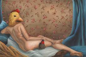 Guerrilla Hen nude With Chicken Head 12x18 - Etsy Denmark