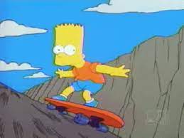 Homer na lyžích sjíždí černou sjezdovku, líza si půjčí běžky, bart skateboard, maggie nevystupuje z lanovky a marge v bufetu popíjí grog, aby se nezranila… a na nohu jí spadnou nástěnné hodiny. Season 6 Lemon Of Troy Patin Gif Find On Gifer