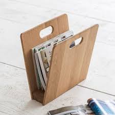 Porte Magazine En Chene Naturel Avec Anse Woodstock Rangement Bouteille De Vin Organisateur De Bureau En Bois Petit Meuble Rangement