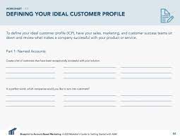 Define Your Ideal Customer Profile Icp For Account Based Marketing Abm Ideal Customer Goals Worksheet Customer Retention
