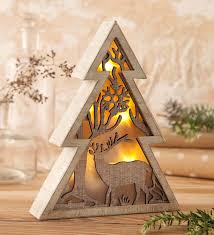 Save on christmas tree decorations. Lighted Tabletop Cutout Tree Plowhearth