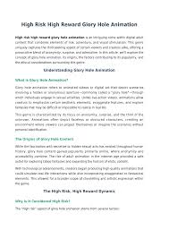 High Risk High Reward Glory Hole Animation