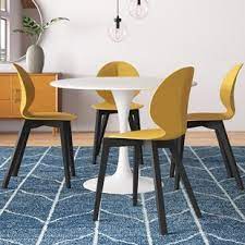 Mustard yellow walls bring a cheerful pop of color to this neutral dining room. Modern Contemporary Mustard Yellow Dining Chairs Allmodern