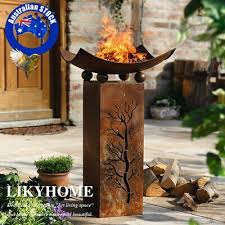 Large Bird Bath Feeder Design Rustic Fire Pit Rust Metal Heater Gatden Ornaments Rustic Fire Pits Fire Pit Large Bird Baths