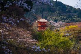Otowa, one of the peaks in kyoto's higashiyama mountain range, stands the temple, to which large numbers of visitors come to pay their respects to kannon, a deity of great mercy and compassion. Japan Kyoto View To Kiyomizu Dera Temple Stockphoto