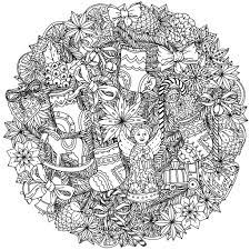This collection includes mandalas, florals, and more. Christmas Mandala Christmas Adult Coloring Pages