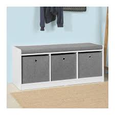 Sobuy Hallway Entrance 3 Baskets Storage Bench With Padded Seat Fsr65 Dg En 2020 Banc De Rangement Meuble Entree Banc De Rangement Avec Coussin