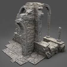 Ruin E 3d Model Stone Carving Sculpture Ruins Miniature Bases