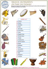 Musical instruments are constructed in a broad array of styles and shapes, using many different materials. Esl Printable Picture Dictionary Worksheet For Kids Image Preview11 Musical Instruments 2 55