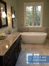 Full star full star full star full star half star. Master Bathroom Light Grey Granite Dark Cabinets And Mirror Light Tile Light Walls Silver Decor And Bathrooms Remodel Bathroom Renovations Master Bathroom