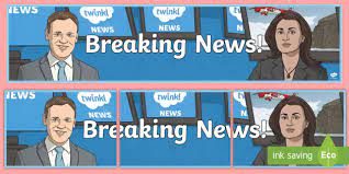 Banner breaking news, important news, headline in the form of flashing lights police. News Banner Twinkl Resources Teacher Made