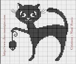 Grille Gratuite Vous Avez Aime Le Premier Chat Noir Voici Une Autre Grille Animaux De Point De Croix Chats En Points De Croix Chat En Point De Croix