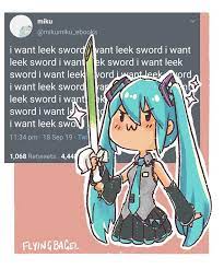 Give Her Leek Sword Miku Hatsunemiku Leek Sirfetchd Pokemon Vocaloid Funny Vocaloid Memes Hatsune Miku