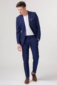 A sky blue shirt with a navy blue suit, a beige shirt with a brown suit or a white shirt matched to a grey suit. Young Blue Men S Suit Pants Slim Fit Shop Varteks D D