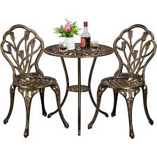 Enjoy free shipping on most stuff, even big stuff. Yaheetech 3 Piece Patio Set Outdoor Patio Furniture Tulip Design Setting Cast Bistro Table Chair Aluminum Bronze Walmart Com Walmart Com