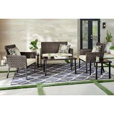 Hampton Bay Park Lane 6 Piece Wicker Outdoor Patio Conversation Set With Olefin Tan Cushions Fm 18120 Conversation Set Patio Outdoor Furniture Sets Small Patio Furniture