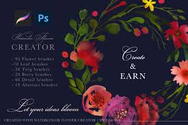 Easy watercolor flowers step by step tutorial. Watercolor Flowers Creator Procreate Amp Photoshop By Red Ink Thehungryjpeg Com