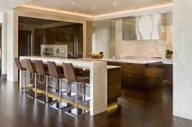 The area is lighted by recessed lights. 30 Elegant Contemporary Breakfast Bar Design Ideas Modern Kitchen Bar Kitchen Bar Design Modern Kitchen Design