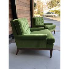 These lovely and functional velvet lounge chair are available at enticing offers and discounts. Mid Century Green Velvet Lounge Chairs A Pair Chairish Velvet Living Room Velvet Lounge Chair Green Armchair