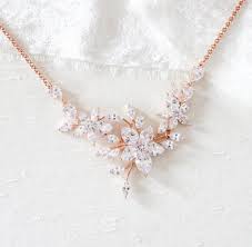Rose Gold Cubic Zirconia Floral Bridal Necklace Lilyrose Gold Bridal Accessories Jewelry Bridal Necklace Bridal Jewelry