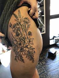 Wildflower Hip Tattoo Hip Tattoo Side Hip Tattoos Floral Hip Tattoo