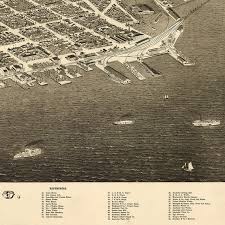 Map of Sandusky, Erie County, Ohio OH, A. J. Hare, 1883. Restoration  Hardware Home Deco Style Old Wall Vintage Reprint.