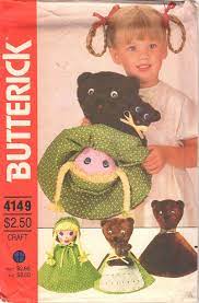 Butterick 4149 216 1980s Goldilocks Three Bears Pattern 12 Etsy Doll Sewing Patterns Butterick Patterns Vintage Bear Doll
