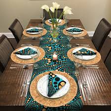 Ankara Table Napkins African Print Napkins Turquoise Print Napkins Dinner Napkins Bohemia African Home Decor African Inspired Decor Dining Room Table Decor