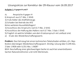 Nach § 18 i 1 stvg haftet auch der führer (fahrer), wenn bei dem betrieb eines kfz ein anderer mensch getötet oder verletzt oder eine sache fallen halter und fahrzeugführer auseinander besteht ebenso eine gesamtschuldnerische haftung mit dem halter , versicherung und führer (§ 18 stvg. Https Www Uni Marburg De De Fb01 Professuren Zivilrecht Weitere Lehrende Dr H C Georg D Falk Lehre Loesungsskizee2017 Pdf