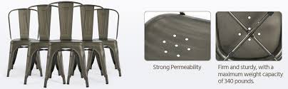 One of the basic pieces of furniture, a chair is a type of seat. Amazon Com Yaheetech Iron Metal Dining Chairs Stackable Side Chairs Tolix Bar Chairs With Back Indoor Outdoor Classic Chic Industrial Vintage Bistro Cafe Trattoria Kitchen Gun Metal Set Of 4 Furniture Decor