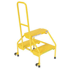 Available in both fibreglass and aluminium from a range of leading brands including zarges, werner, youngman, lfi, chase and lyte. Vestil Yellow Steel 2 Step Ladder With Handrail And Perforated Steps 23 1 2 L X 20 9 16 W X 42 H