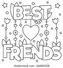 Various themes, artists, difficulty levels and styles. Best Friends Coloring Page Vector Illustration Stock Vector Royalty Free 666865558