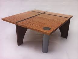 Modern Coffee Cocktail Table Contemporary Square Quilted Maple Walnut Steel 40x40 With Secret Hidey Hole Contemporary Square Coffee Table Coffee Cocktails