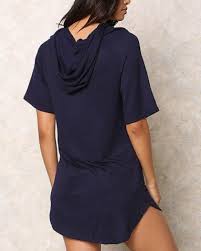 Navy Hooded T Shirt Dress For Women Plain Long T Shirts With Hood Shirt Dress Womens Dresses T Shirt Dress