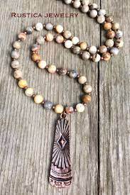 Long Stone Necklace Bohemian Jewelry Boho Necklace Copper Etsy Boho Jewelry Bohemian Jewelry Boho Necklace