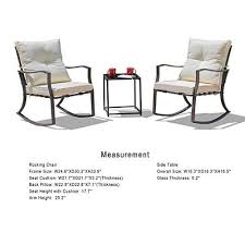 Kullavik 3 Piece Outdoor Rocking Chairs Bistro Set Steel Patio Furniture With Thickened Cushions Glass Top C In 2020 Outdoor Rocking Chairs Rocking Chair Bistro Set