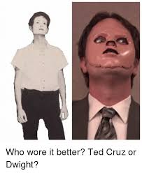 Senator ted cruz of texas flew home from a vacation to mexico after receiving heavy criticism for leaving the state while millions have struggled with a lack of electricity and water in recent days due to a brutal winter storm. Who Wore It Better Ted Cruz Or Dwight Ted Cruz Mime Photoshops Know Your Meme