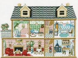 A pdf pattern with black and white symbols a pdf pattern with. Antique Dollhouse Cross Stitch Kit By Permin Of Copenhagen