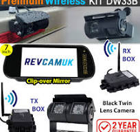 Sony CCD Black Bracket Wireless Twin Lens Reversing and Rear View Camera with 7" mirror monitor | DW33B
