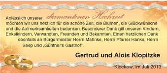 Danksagung Diamantene Hochzeit Nordkurier Anzeigen