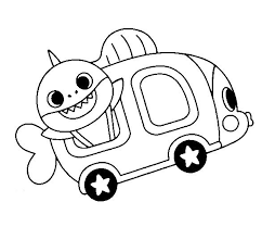 Yes, the wheels of the bus — or the bike, the car, or the truck — do go round and round, unless, of course, i'm the one drawing them, in which case they're flat, misshapen, too big, too small, or in some other way totally incapable of going round and round. Baby Shark In A Bus Coloring Page Coloring Pages Colouring Pages Baby Shark